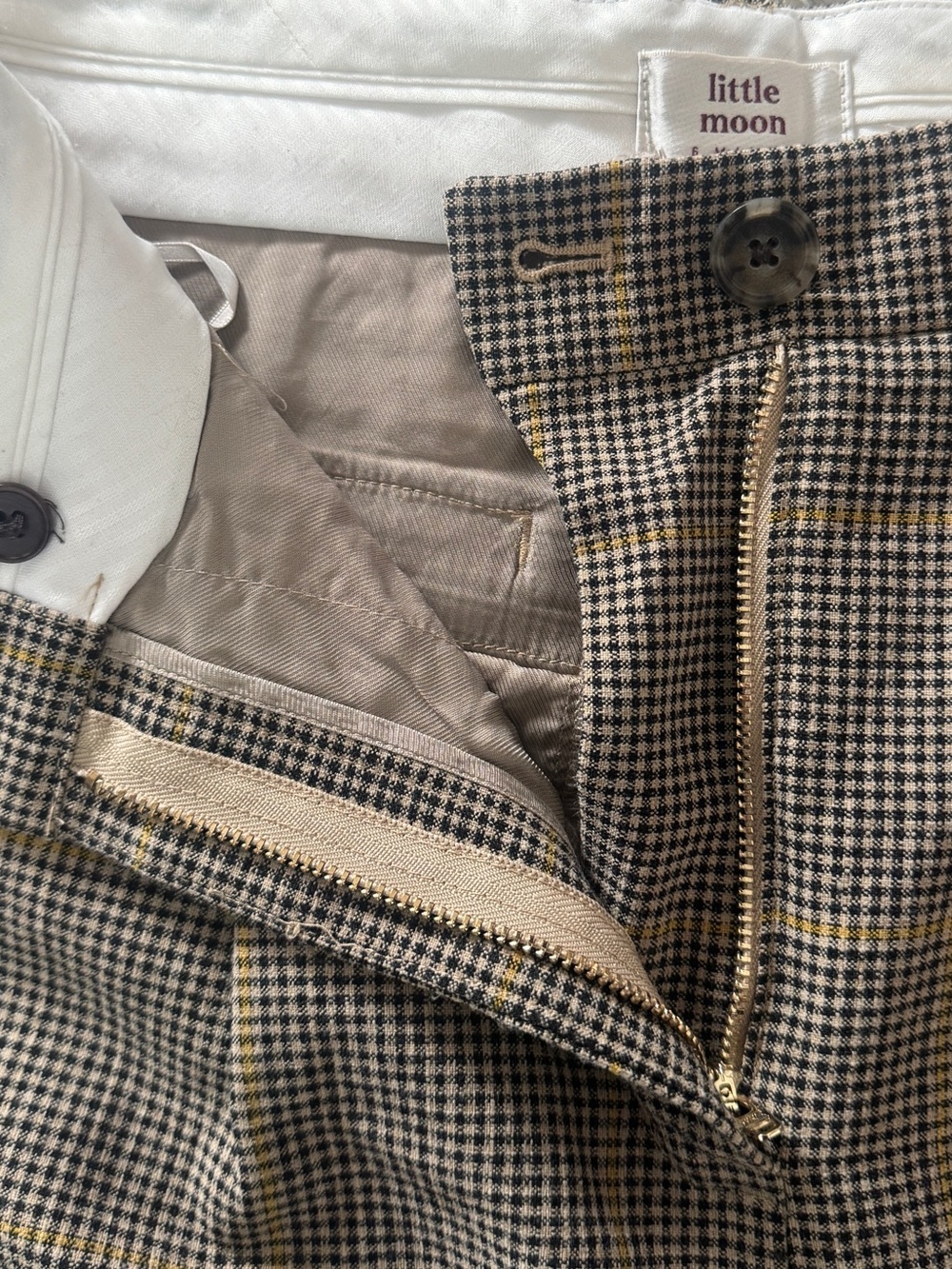 Little Moon Plaid Ankle Cropped Trousers in Brown and Tan - Picture 6 of 13
